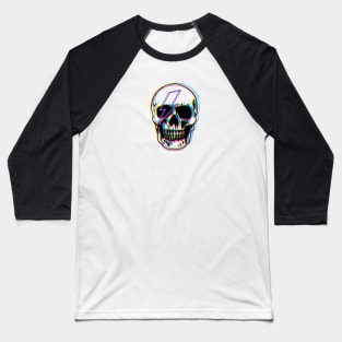 Electric Bolt Skull Face Baseball T-Shirt